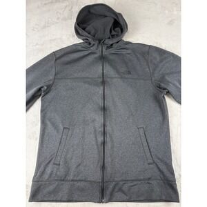 The North Face Mens Full Zip Hoodie Heather Gray Fleece Lined Thumbholes XL